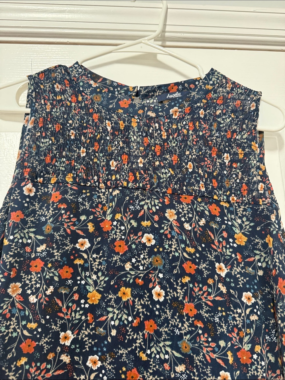 Sleeveless Navy Floral Swing Dress - Picture 2 of 3